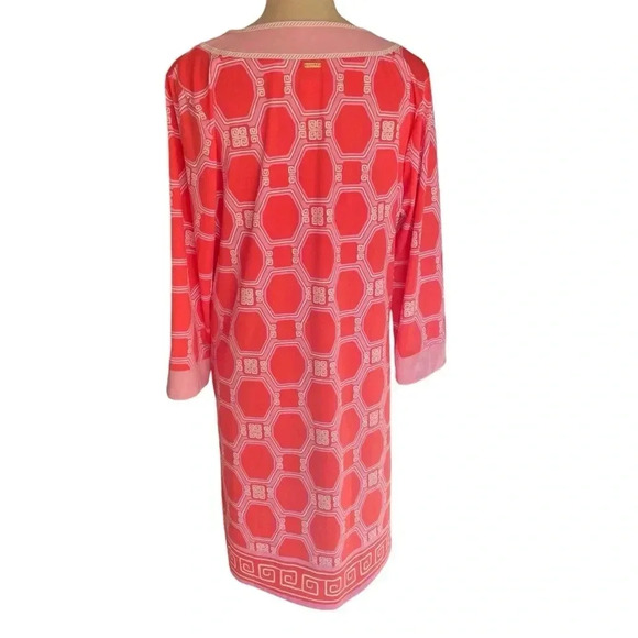 Cabana Life Coral Geo Tunic UPF 50+ Mini Coverup Dress Women Size L - Picture 3 of 8